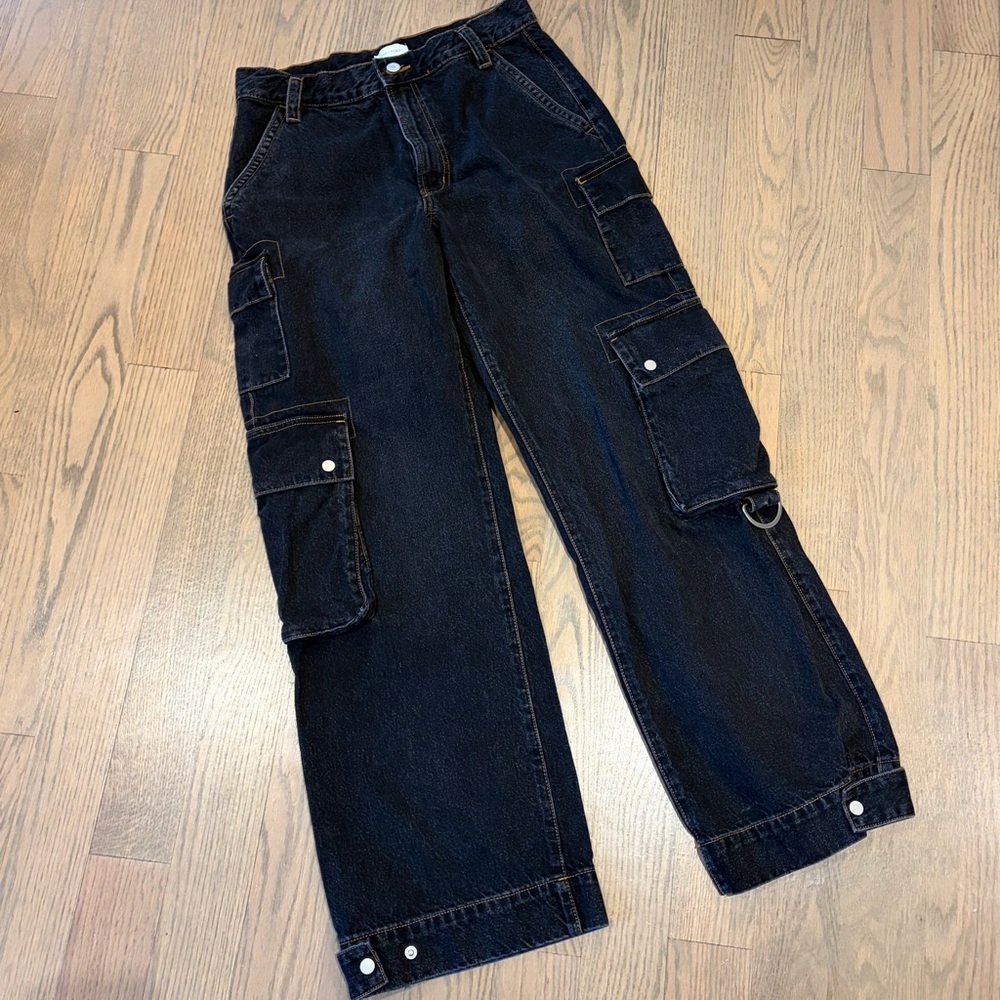 Oak + Fort Cargo Wide leg Jean with Snaps For Barrel Leg